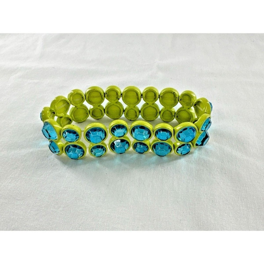 Unbranded Stretch Bracelet Womens OS Lime Green Blue Rhinestone Good Y2K Neon - Picture 5 of 11